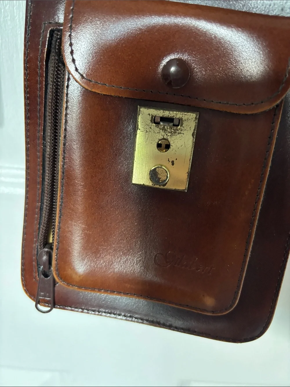 Brown Leather Crossbody Shoulder Bag for Men